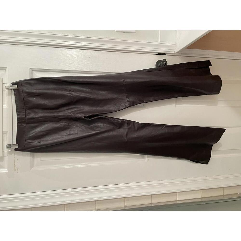 Chic Brown Leather Flared Pants - image 1